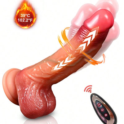 Thrusting Dildo Vibrator Sex Toys,Realistic Dildos,G Spot Clitoral Anal Stimulator,Vaginal Dildo Vibrator,With 3 Thrusting & 10 Vibration & Heating Mode, Remote Control Adult Sex Toys for Women Couples