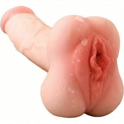 2 in 1 Design Realistic Dildo Pocket Pussy Tight Channels for Women Lesbian Real Feel Dildo Penis Extender Extension Perfectly Stimulate Female G Spot for Men Gay Couples