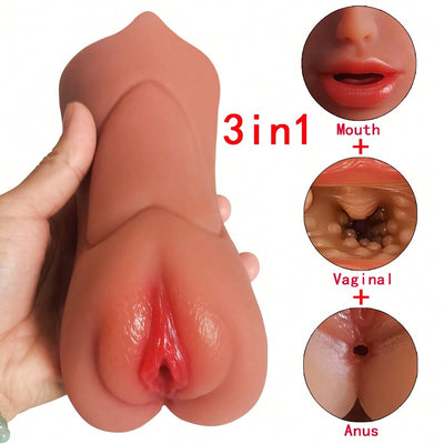 3 in 1 Pocket Pussy Realistic Vagina Penis Stroker Adult Lifelive Torso Masturbator Cup Sexy Anal Hole Male Female Masturbation Tool Sex Toys for Man