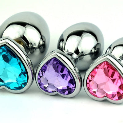 3 Size Anal Plug Heart Stainless Steel Crystal Anal Plug Removable Butt Plug Stimulator Anal Sex Toys Prostate Massager Dildo