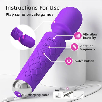ที่มีประสิทธิภาพ Clitoris Vibrators ชาร์จ USB AV Vibrator เครื่องนวด Sexual Wellness เพศเร้าอารมณ์ของเล่นสําหรับผู้หญิงผลิตภัณฑ์สําหรับผู้ใหญ่ G Spot