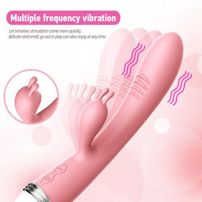 G-spot Rabbit Double Vibrator for Woman  Strapon Masturbation Clitoris Stimulator Dildos Waterproof Rechargeable Adult Sex Toys