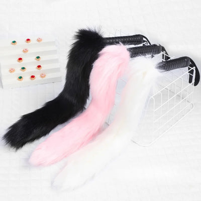 Fetish PU Leather with Fox Tail Whip Flogger Handle Spanking Paddle Flirting BDSM Adult Game Erotic Sex Toys for Couples Women
