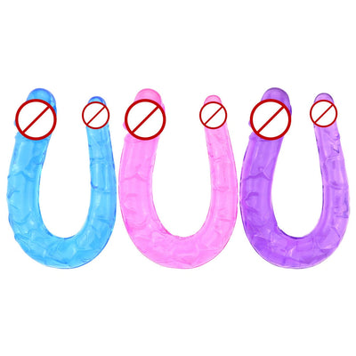 3 Colors U Shape Soft Jelly Double Dildos Vagina Anal Plug Artificial Penis Sexy Toys for Couples Women Gay Lesbian Masturbators