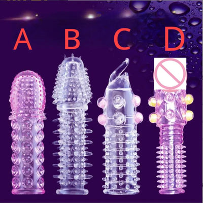3D Large Particles Crystal Mace Penis Condoms with Spines Thick Penis Enlarger Delay Ejaculation Cock Ring for Sex Life Couples