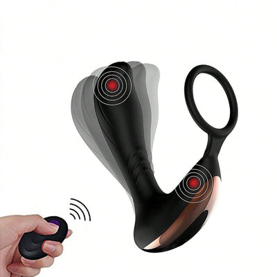 Anal Plug Penis Ring Vibrator with 10 Vibration Modes Prostate Massager Remote Control, Adult Sex Toy for Men Women Couples, Father's Day, Mother's Day, New Year, Spring Festival, Valentine's Day, Independence Day, Birthdays, Parties, Gifts, Christmas, Ha